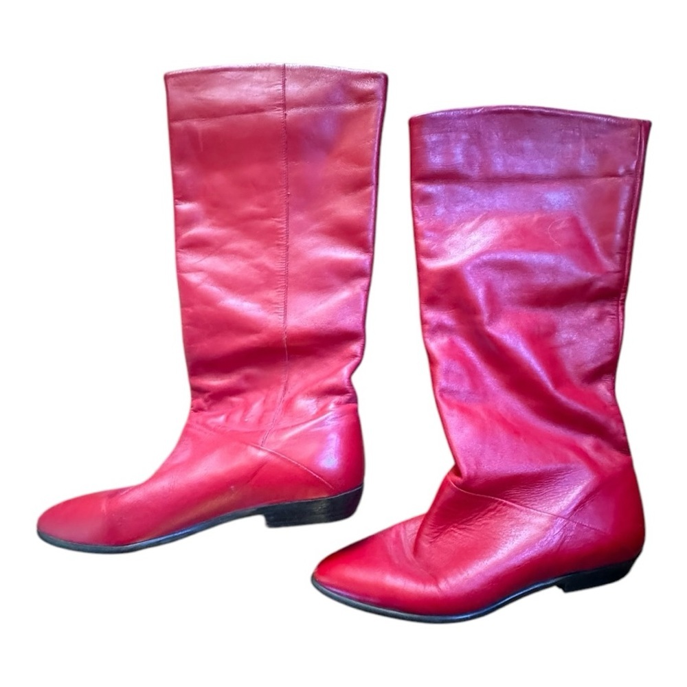 Vintage Slouchy Women's Red Leather Boots
